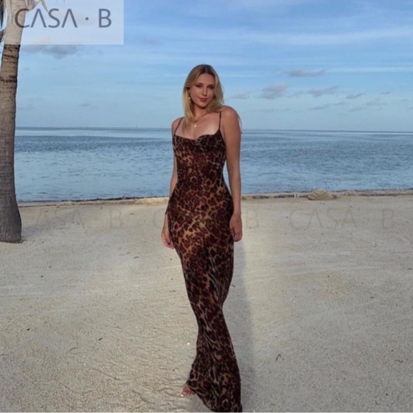 CVSA B Leopard Print Maxi Dress size S - Picture 4 of 7